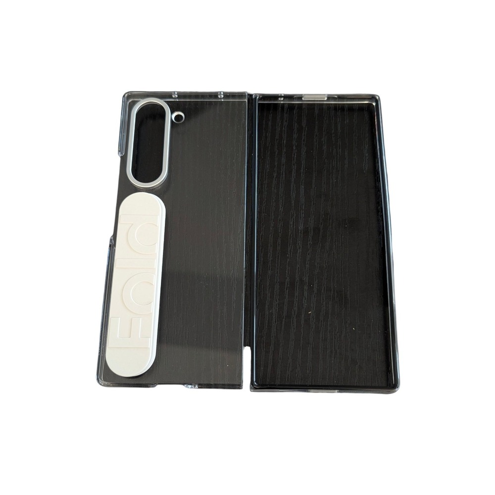 Mm7U Samsung Case for Galaxy Z Fold6 Protection with Finger Holder, Clear/White